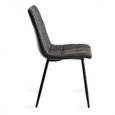 Mondrian Dining Chairs - Set of 2 - Dark Grey Faux Leather - Black Legs