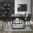 Mondrian Dining Chairs - Set of 2 - Dark Grey Faux Leather - Black Legs