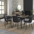 Mondrian Dining Chairs - Set of 2 - Dark Grey Faux Leather - Black Legs