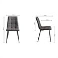 Mondrian Dining Chairs - Set of 2 - Dark Grey Faux Leather - Black Legs