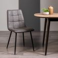 Mondrian Dining Chairs - Set of 2 - Dark Grey Faux Leather - Black Legs