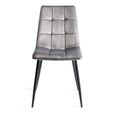 Mondrian Dining Chairs - Set of 2 - Grey Velvet - Black Legs
