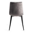 Mondrian Dining Chairs - Set of 2 - Grey Velvet - Black Legs