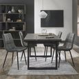 Mondrian Dining Chairs - Set of 2 - Grey Velvet - Black Legs