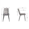 Mondrian Dining Chairs - Set of 2 - Grey Velvet - Black Legs