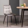 Mondrian Dining Chairs - Set of 2 - Grey Velvet - Black Legs