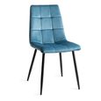 Mondrian Dining Chairs - Set of 2 - Petrol Blue Velvet - Black Legs