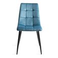 Mondrian Dining Chairs - Set of 2 - Petrol Blue Velvet - Black Legs