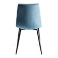 Mondrian Dining Chairs - Set of 2 - Petrol Blue Velvet - Black Legs