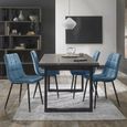 Mondrian Dining Chairs - Set of 2 - Petrol Blue Velvet - Black Legs