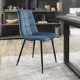 Mondrian Dining Chairs - Set of 2 - Petrol Blue Velvet - Black Legs