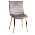 Rothko Dining Chairs - Set of 2 - Grey Velvet - Gold Legs