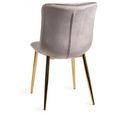 Rothko Dining Chairs - Set of 2 - Grey Velvet - Gold Legs