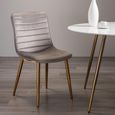 Rothko Dining Chairs - Set of 2 - Grey Velvet - Gold Legs