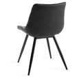 Seurat Dining Chairs - Set of 2 - Dark Grey Faux Suede - Black Legs
