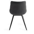 Seurat Dining Chairs - Set of 2 - Dark Grey Faux Suede - Black Legs