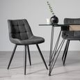 Seurat Dining Chairs - Set of 2 - Dark Grey Faux Suede - Black Legs