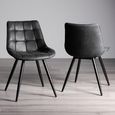 Seurat Dining Chairs - Set of 2 - Dark Grey Faux Suede - Black Legs