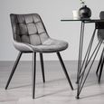Seurat Dining Chairs - Set of 2 - Grey Velvet - Black Legs