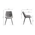 Seurat Dining Chairs - Set of 2 - Grey Velvet - Black Legs