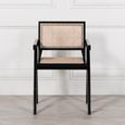 Black and Rattan Dining Armchair - Set of 2
