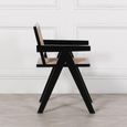 Black and Rattan Dining Armchair - Set of 2