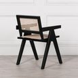 Black and Rattan Dining Armchair - Set of 2