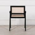 Black and Rattan Dining Armchair - Set of 2