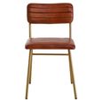 Buffalo Dining Chair - Set of 2 - Tan - Leather with Gold Metal