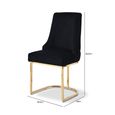 Casas Dining Chair - Set of 2 - Black Velvet Fabric - Gold Legs