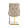 Casas Dining Chair - Set of 2 - Taupe Velvet Fabric - Gold Legs