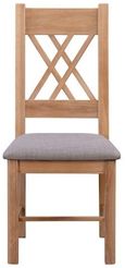 Clarion Dining Chair - Set of 2 - Cross Back - Grey Padded - Oak