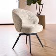 Darlene Swivel Dining Chair - Set of 2 - Beige Boucle Fabric