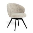 Darlene Swivel Dining Chair - Set of 2 - Beige Boucle Fabric