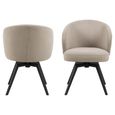 Darlene Swivel Dining Chair - Set of 2 - Beige Fabric