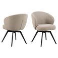 Darlene Swivel Dining Chair - Set of 2 - Beige Fabric