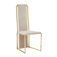 Deana Dining Chair - High Back - Set of 2 - White Fabric with Gold Metal