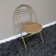 Dining Chair - Set of 2 - Gold Metal and Wood