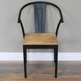 Dining Chair - Set of 2 - Industrial Black Metal and Wood
