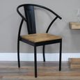 Dining Chair - Set of 2 - Industrial Black Metal and Wood