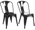 2 x Finney Black Metal Industrial Dining Chair - C009001UK