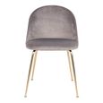 Geneve Dining Chair - Set of 2 - Grey - Velvet Fabric - Gold Legs