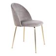 Geneve Dining Chair - Set of 2 - Grey - Velvet Fabric - Gold Legs