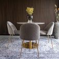 Geneve Dining Chair - Set of 2 - Grey - Velvet Fabric - Gold Legs