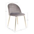 Geneve Dining Chair - Set of 2 - Grey - Velvet Fabric - Gold Legs
