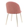 Geneve Dining Chair - Set of 2 - Rose - Velvet Fabric - Gold Legs