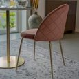 Geneve Dining Chair - Set of 2 - Rose - Velvet Fabric - Gold Legs