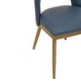 Gilden Dining Chair - Set of 2 - Blue Faux Leather with Gold Metal Legs