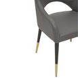 Gilden Dining Chair - Set of 2 - Grey Faux Leather with Black Legs