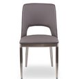 Gilden Dining Chair - Set of 2 - Grey Faux Leather with Silver Metal Legs
